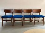 Set van vier vintage Deense design stoelen, Ophalen, Gebruikt, Bruin, Onbekend