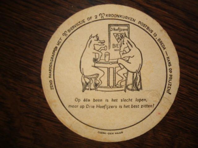 *3Hoefyzers Breda 15 : R/V : Oud : 107 mm, 2 mm dik, Ophalen of Verzenden, Gebruikt, Viltje(s), Overige merken