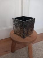 design bloempot zwart zilver glans 15cm vierkant kwaliteit!, Verzenden, Nieuw