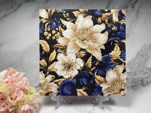 Maki knutsel servetten blauw paars beige bloemen M725, Hobby en Vrije tijd, Knutselen, Nieuw, Materiaal, Ophalen of Verzenden