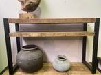 Mangohout Sidetable - 110 cm, Huis en Inrichting, Tafels | Sidetables, Ophalen, 100 tot 150 cm, Zo goed als nieuw, Metaal