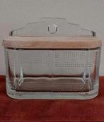 Vintage retro voorraad bus zoutpot glas met houten klep, Ophalen of Verzenden
