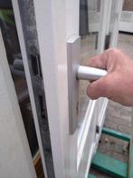 Hardhout kozijn met dubbele deuren en zijlicht, Ophalen, Glas, 120 cm of meer, 215 cm of meer