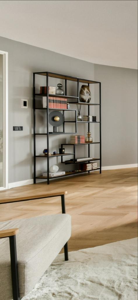 Stijlvolle Boekenkast Hout & Staal twv € 800, Huis en Inrichting, Kasten | Boekenkasten, Zo goed als nieuw, 100 tot 150 cm, 150 tot 200 cm