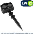 Tuincontactdoos met 2 stopcontacten en grondpen - IP44, Ophalen of Verzenden, Nieuw, Stopcontact