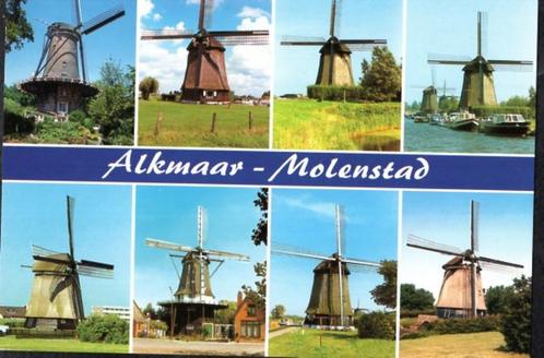 (NH021) Ansichtkaart Alkmaar 8x opname molen, Verzamelen, Ansichtkaarten | Nederland, Ongelopen, Noord-Holland, 1980 tot heden