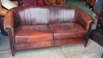 Oud klassieke schapenleren bank bruin rood + BEZORGING!!!