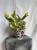 Handgemaakte Mexicaanse bloempot, reliëf keramiek, Antiek en Kunst, Ophalen of Verzenden