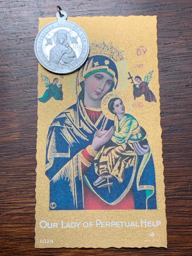 Medaille jaren50 Onze Lieve Vrouw van Altijddurende Bijstand, Antiek en Kunst, Antiek | Religie, Ophalen of Verzenden