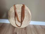 Leuke rieten tas met leren hengsels, Sieraden, Tassen en Uiterlijk, Ophalen, Zo goed als nieuw, Beige, Handtas