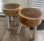 2 houten Riviera Maison krukjes, Minder dan 55 cm, ., Rond, Zo goed als nieuw