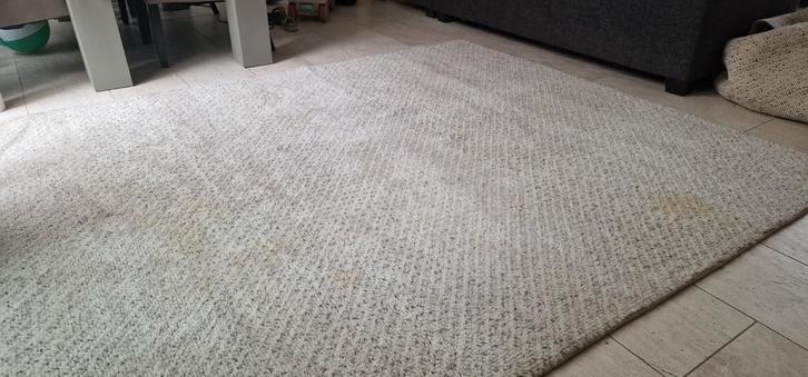 Handgeknoopt 100% wollen tapijt -Beige gemêleerd- 235x198cm, Huis en Inrichting, Stoffering | Tapijten en Kleden, Gebruikt, 150 tot 200 cm