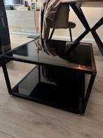 Zwarte Glazen Salontafel, Gebruikt, 100 tot 150 cm, Vierkant, Glas
