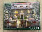 Falcon kerstpuzzel -1x gelegd als nieuw ! -Christmas cottage, Ophalen of Verzenden, 500 t/m 1500 stukjes, Zo goed als nieuw, Legpuzzel