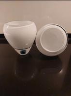 Set van 2 zware glazen vazen - wit/transparant, Wit, Ophalen of Verzenden, Minder dan 50 cm, Glas