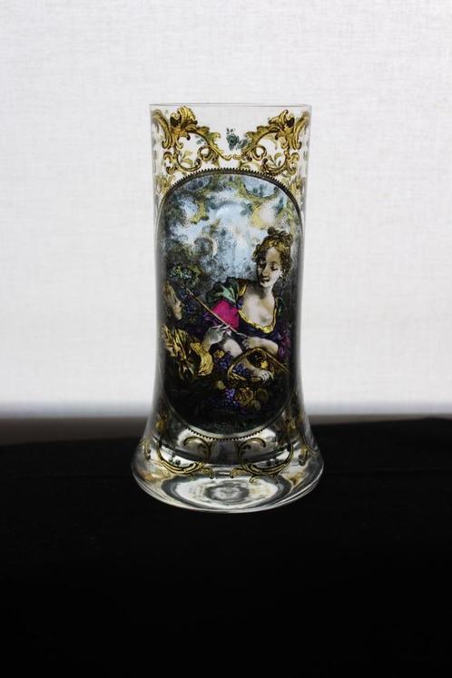 Antiek Boheems Steinschonau Fachschule glazen bokaal c 1900, Antiek en Kunst, Antiek | Glas en Kristal, Ophalen of Verzenden