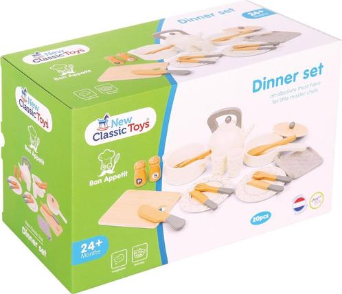 New Classic Toys - Houten Servies en Pannenset - 20 delig, Kinderen en Baby's, Speelgoed | Houten speelgoed, Nieuw, Overige typen