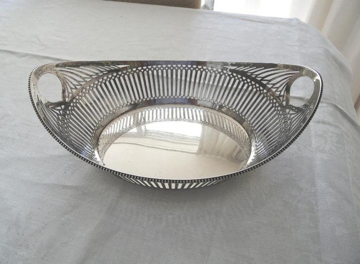 Antiek zilver brood mand schaalzie fotos, Antiek en Kunst, Antiek | Goud en Zilver, Zilver, Ophalen of Verzenden