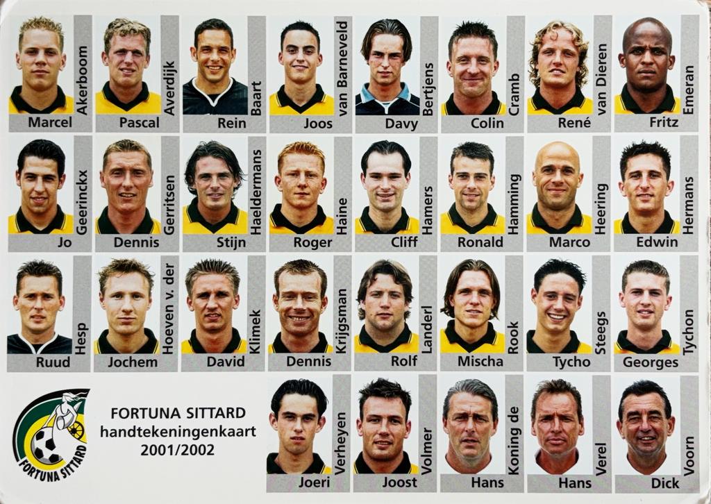 Handtekeningenkaart Fortuna Sittard - seizoen 2001/2002, Verzamelen, Sportartikelen en Voetbal, Verzenden, Gebruikt, Feyenoord