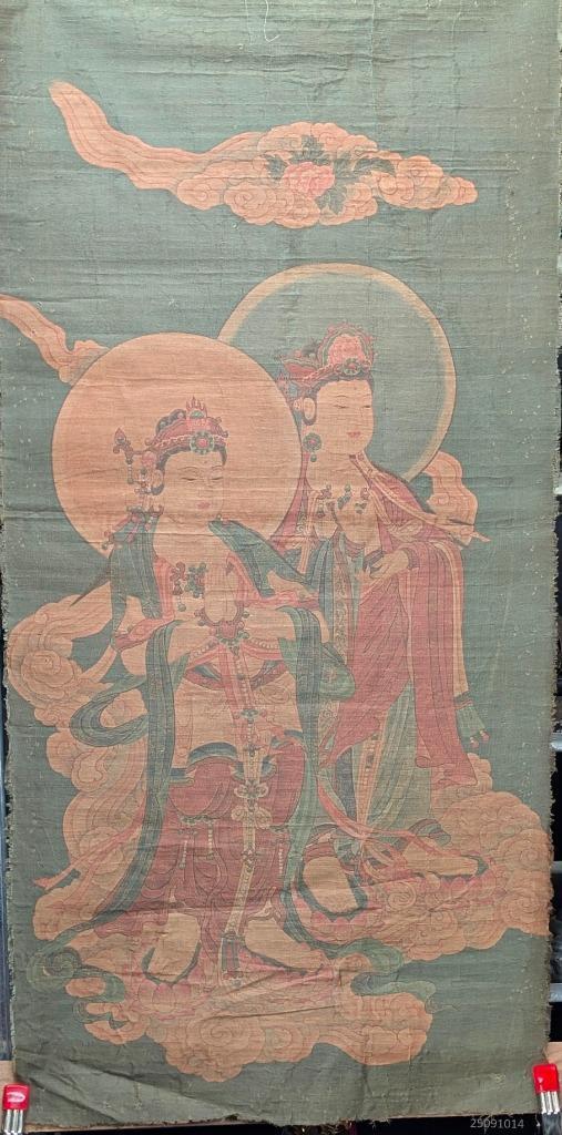 oud chinees schilderij Quan Yin, Ophalen of Verzenden, Gebruikt, Schilderij, Minder dan 50 cm