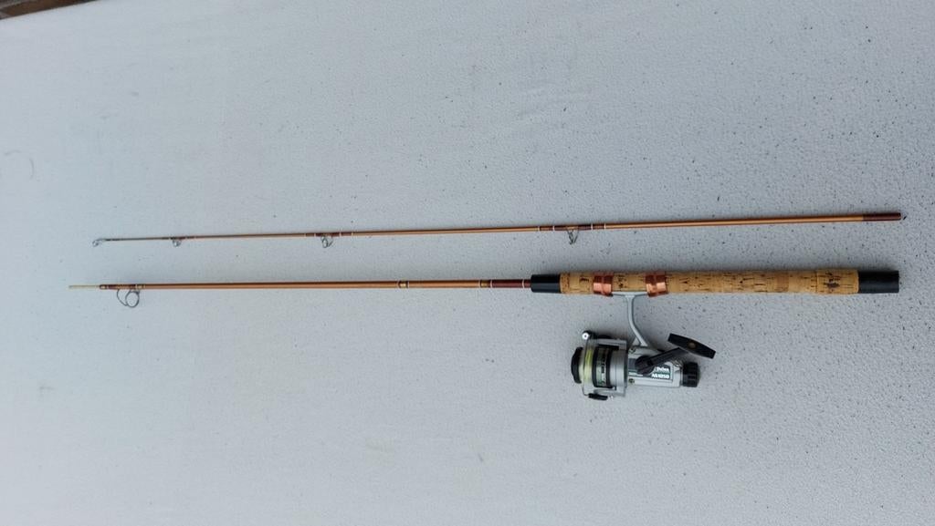 diawa hengel 3-7 gr met molen SA1050 eind jaren 70, Watersport en Boten, Ophalen of Verzenden, Zo goed als nieuw, Complete set