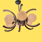 Vintage kroonluchter Jaren 70 chroom en opaline, Ophalen of Verzenden, ,, ,, ,