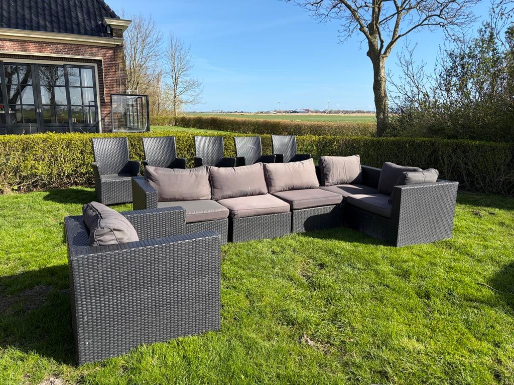 Royal Patio Wicker Loungeset met 6 stoelen, Tuin en Terras, Tuinsets en Loungesets, Gebruikt, Loungeset, Wicker, Meer dan 8 zitplaatsen