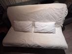 Crèmekleurige slaapbank met kussens, Ophalen, Gebruikt, Tweepersoons, Overige maten