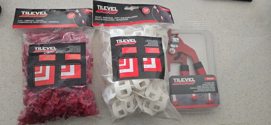 Tegel level systeem met 100 clips en tang tilevel, Overige materialen, Nieuw, Minder dan 20 cm, 10 m² of meer