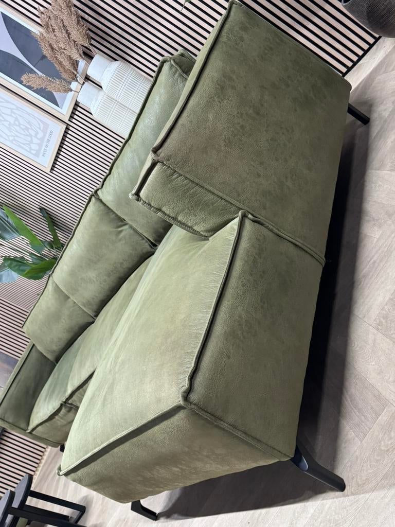 ZGAN Trendy Hoekbank en Hocker Microleer - Groen - 327 x 160, Huis en Inrichting, Banken | Bankstellen, -, -, 300 cm of meer, Ophalen of Verzenden