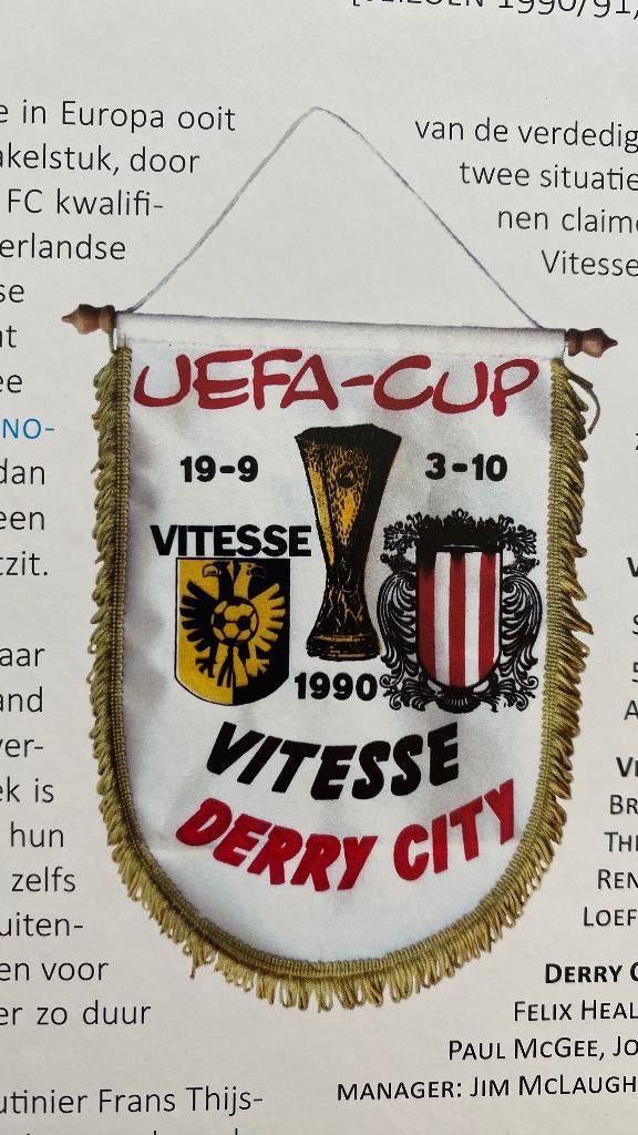 Gezocht: vanen van Europese wedstrijden Vitesse, Ophalen of Verzenden, Zo goed als nieuw, Vitesse, Vaantje of Sjaal