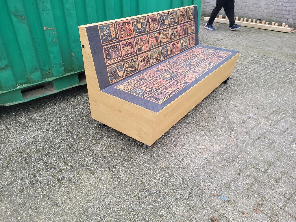 vintage tuinbank veranda bank op wielen, Tuin en Terras, Tuinbanken, Ophalen, Gebruikt, Hout