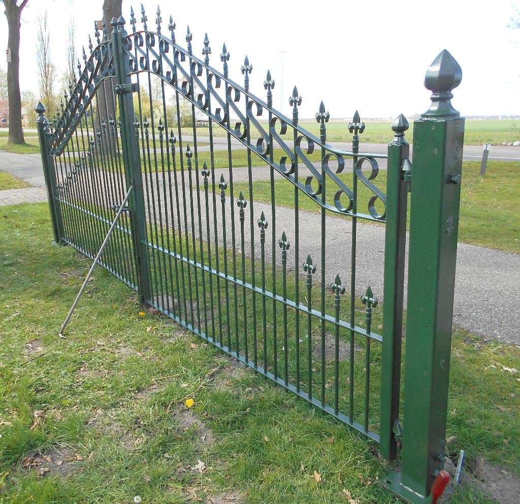 Prachtig gedecoreerde zeer zware poort+palen- 4.40 meter !!, Tuin en Terras, Ophalen, Gebruikt, 150 tot 200 cm, IJzer