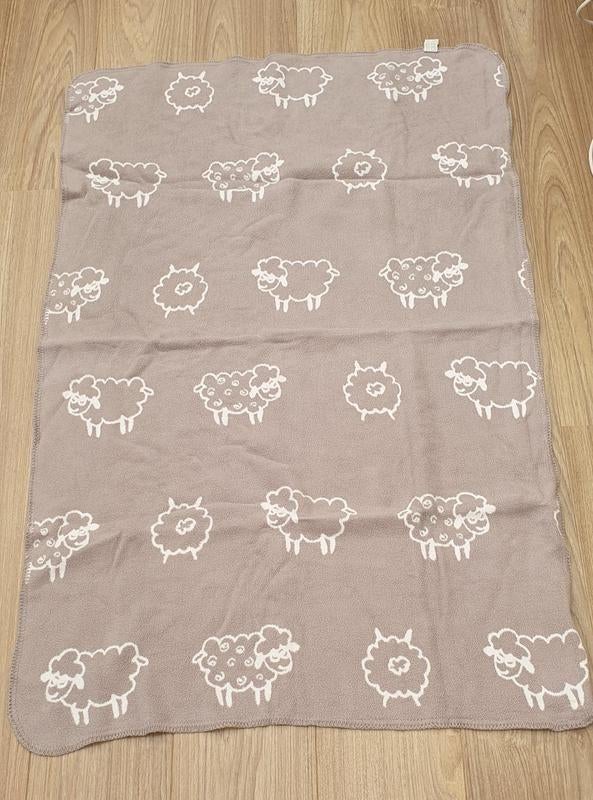 Zara home ledikantdeken katoen grijs wit schaapjes, Ophalen of Verzenden, Zo goed als nieuw, 100 cm of meer, Deken