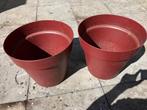 Set van 2 bruine bloempotten van 26 Liter, Kunststof, Gebruikt, Rond, Minder dan 40 cm