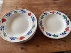 Boerenbont 5 grote diepe en 3 kleine diepe borden, Antiek en Kunst, Antiek | Servies los, Ophalen