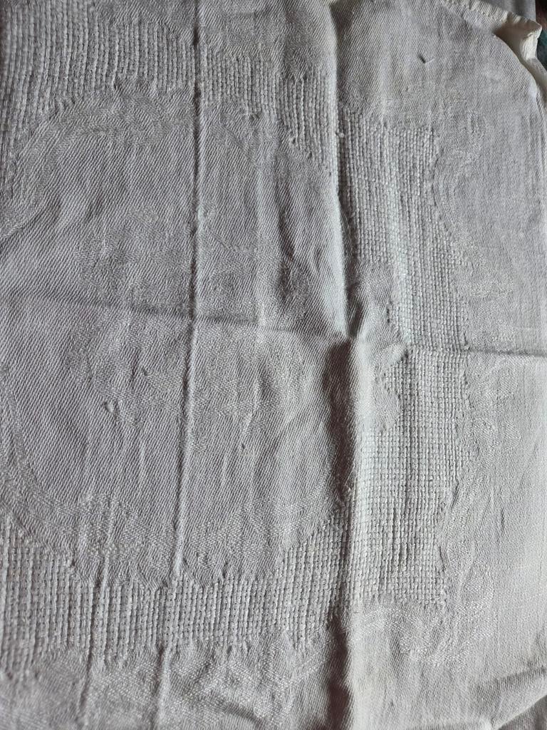 Vintage Damast servetten - Crème met Patroon, Ophalen of Verzenden, Gebruikt, Vierkant, Binnen