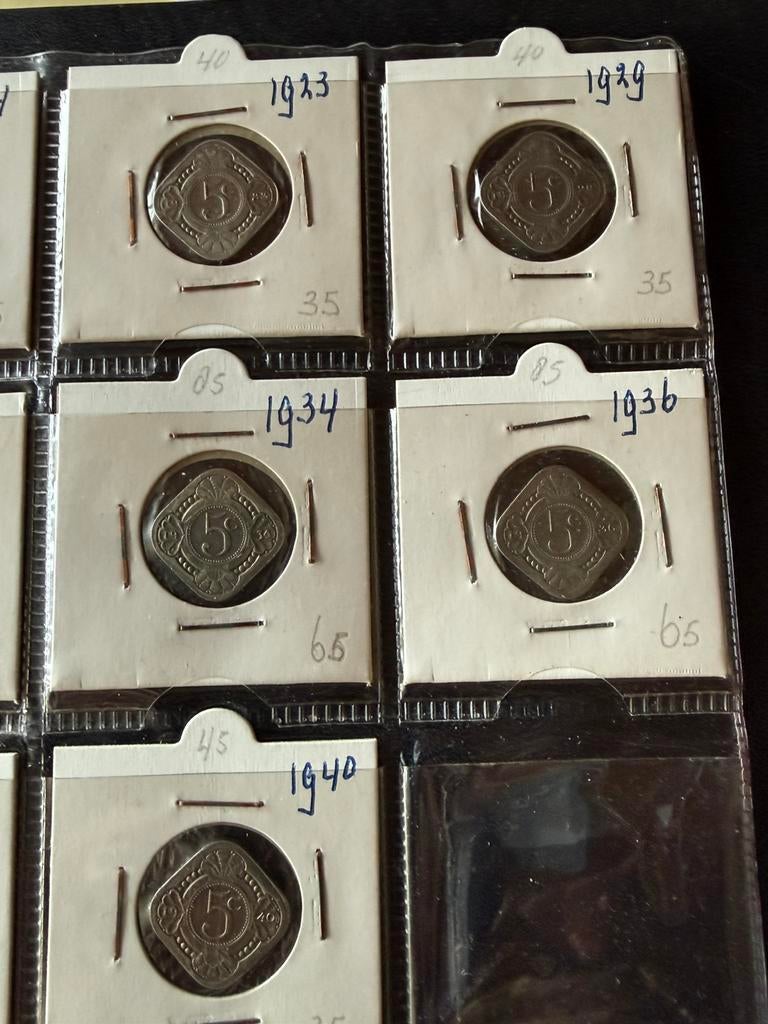 5 Cent Wilhelmina Zfr vierkante stuiv, Ophalen of Verzenden, Koningin Wilhelmina, Overige waardes, Setje