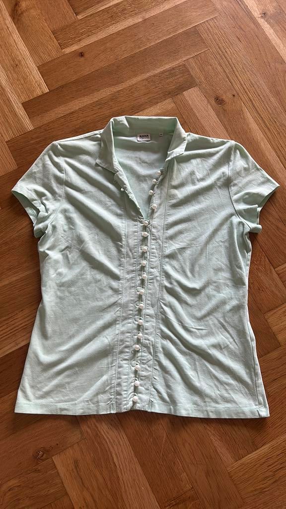 ANNA lichtgroene tricot top/blouse parelknoopjes L, Ophalen of Verzenden, Zo goed als nieuw, Maat 42/44 (L), Groen