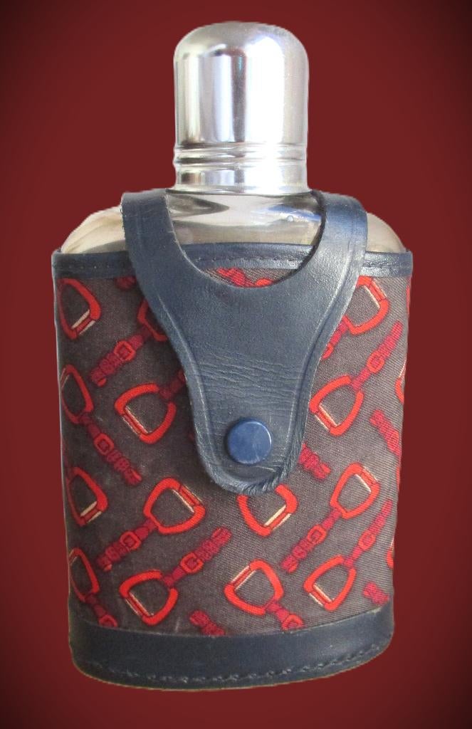 Heupfles Ettinger London~Leer, glas,stof~Stijgbeugels, Ophalen of Verzenden