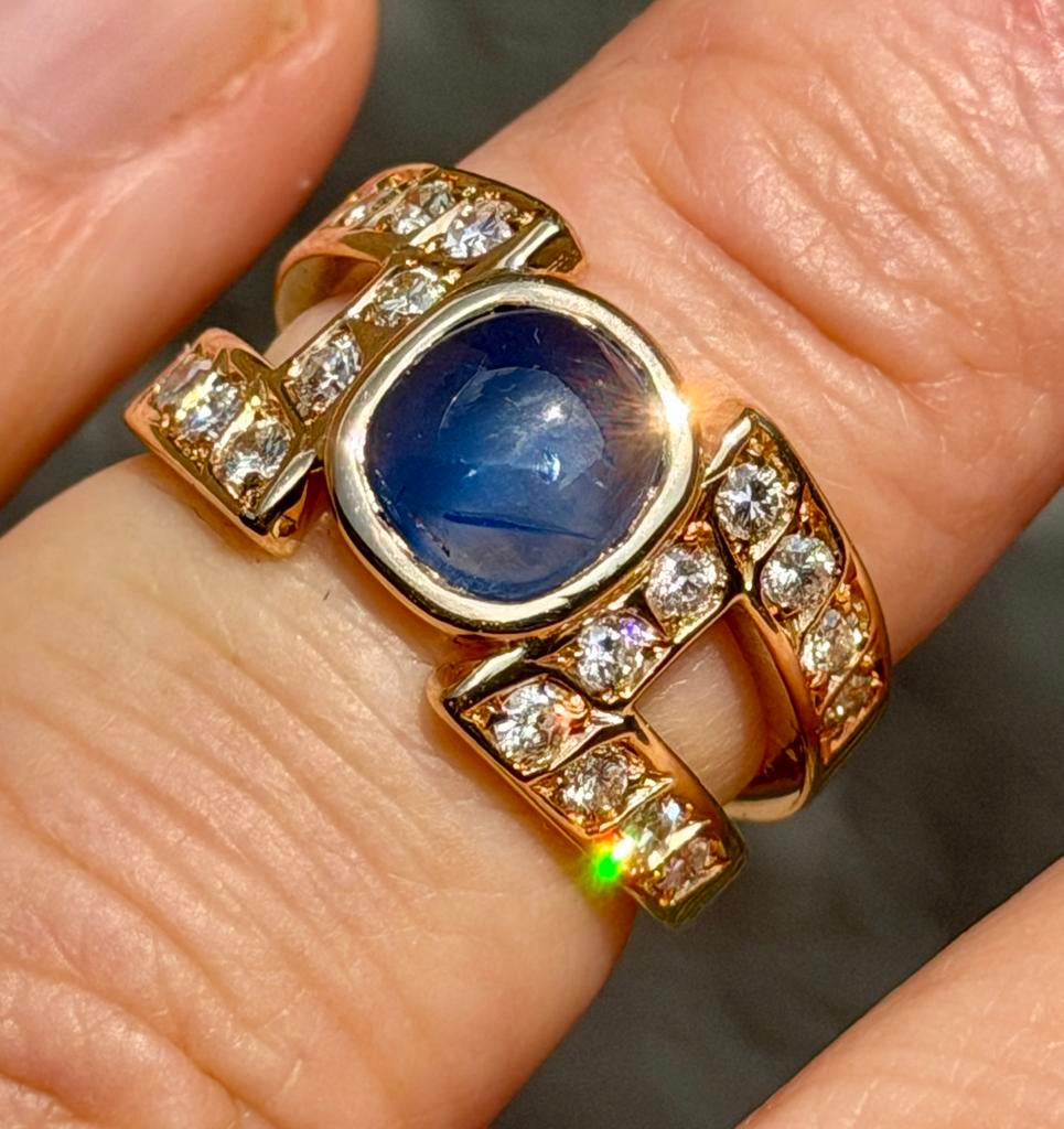 Exclusieve 18 karaat gouden ring saffier 2.5ct en diamanten!, Sieraden, Tassen en Uiterlijk, Ringen, 18 tot 19, Ophalen of Verzenden