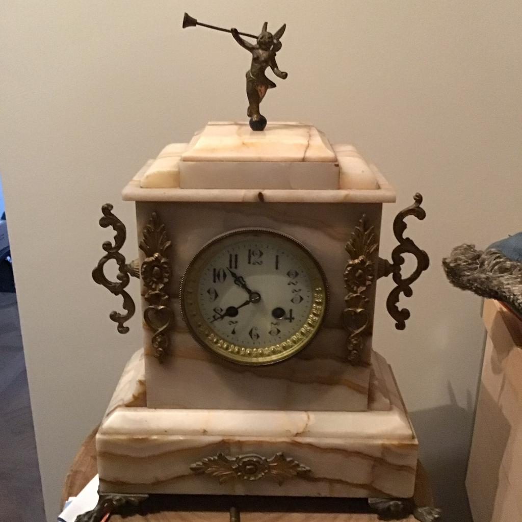 pendule,antiek marmeren schoorsteenklok,antieke klok, Antiek en Kunst, Antiek | Klokken, Ophalen