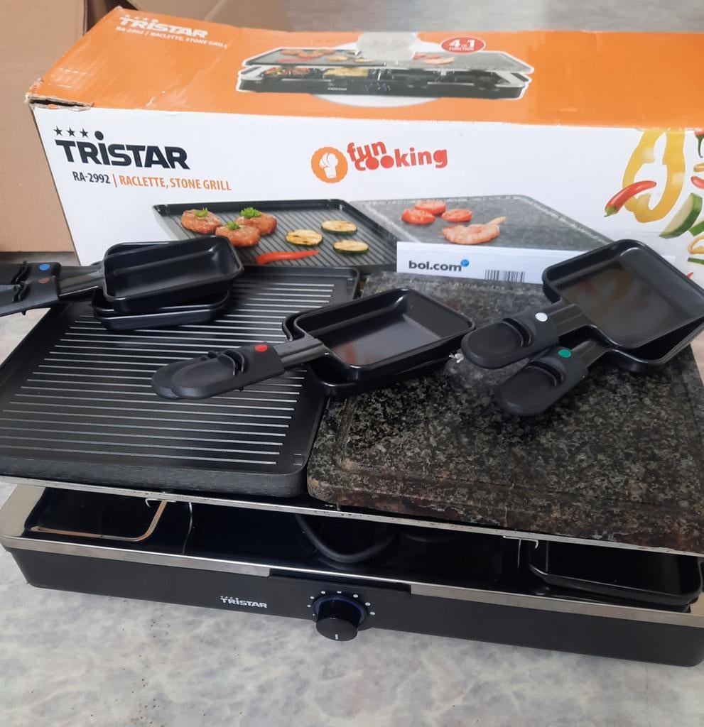 Raclette en Steengrill - Slechts 1x gebruikt!, Witgoed en Apparatuur, Gourmetstellen, Ophalen, Zo goed als nieuw, 4 t/m 7 personen