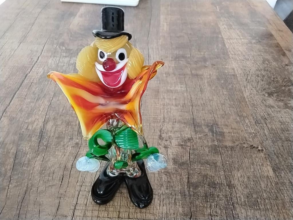 Glazen Clown Beeldje - Handgeblazen Kunst, Ophalen of Verzenden, Zo goed als nieuw, Mens