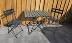 Antiek bistro setje 2 stoelen en tafel, inklapbaar, Tuin en Terras, Tuinsets en Loungesets, Gebruikt, Tuinset, Hout, Eettafel
