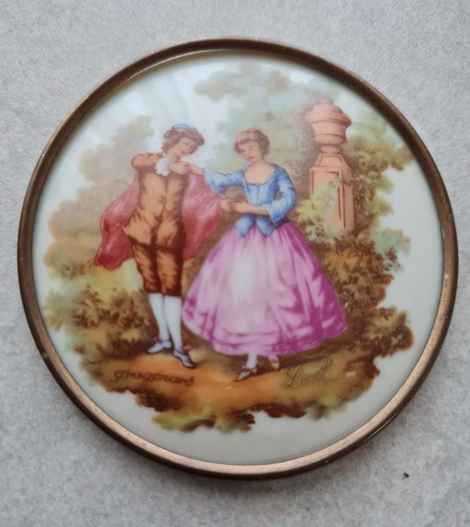 Prachtig gemerkt Limoges tegeltje in lijstje - gesigneerd, Antiek en Kunst, Antiek | Porselein, Ophalen of Verzenden