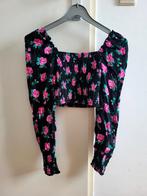 Bershka croptop lange mouwen bloemenprint, Kleding | Dames, Zwart, Nieuw, Maat 34 (XS) of kleiner, Bershka
