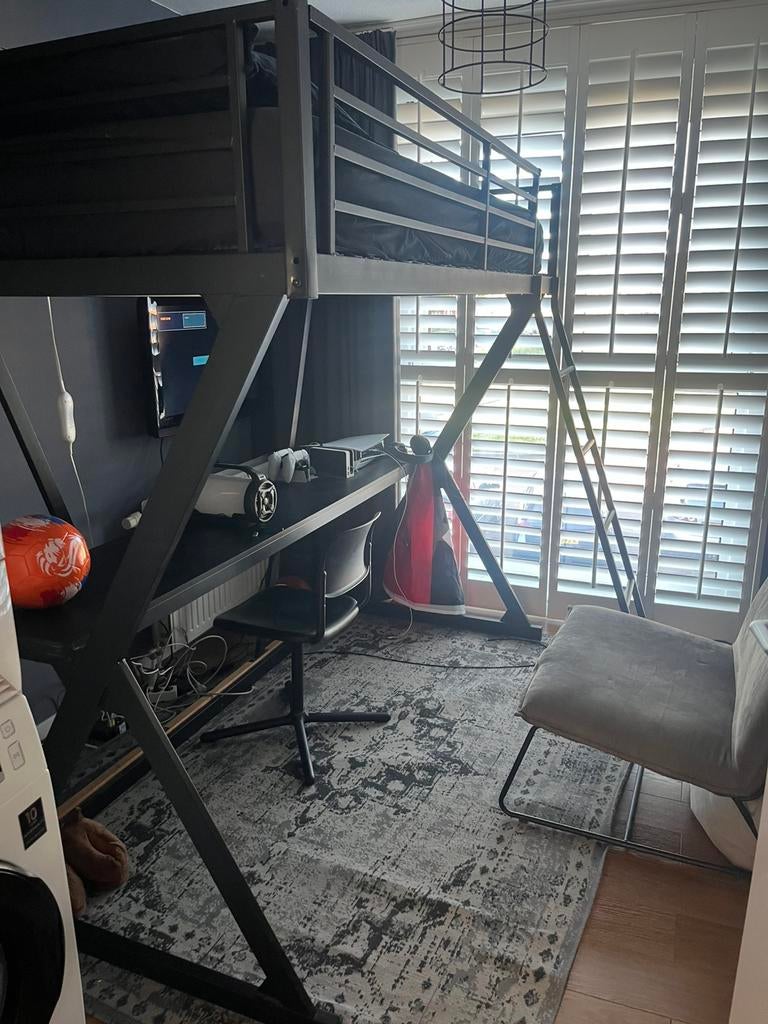 Hoogslaper met bureau, Ophalen, 100 cm, Hoogslaper, Eenpersoons