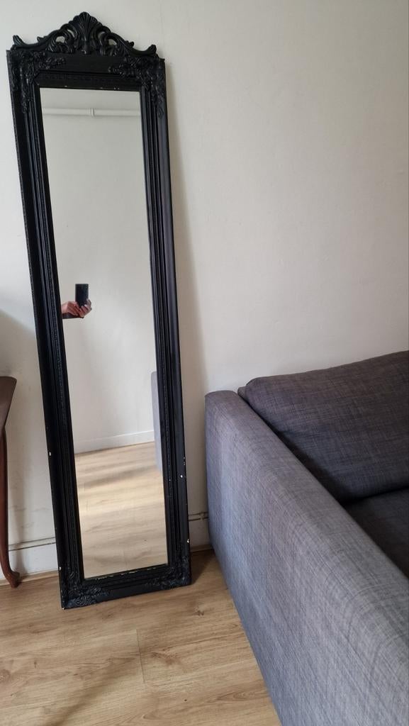 Mooie zwarte spiegel met barok lijst - gratis af te halen, Ophalen