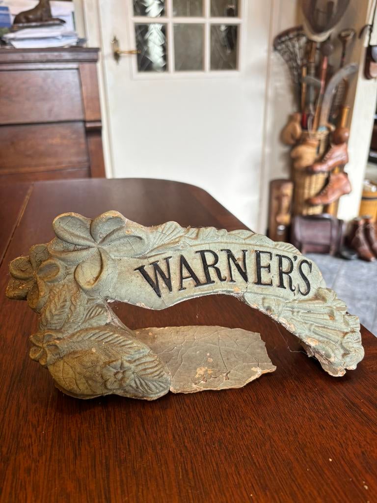 Antiek reclameobject WARNER’S, Antiek en Kunst, Ophalen of Verzenden
